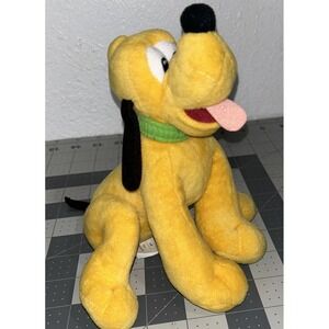 Just Play Disney Pluto Dog 7" Sitting Plush Stuffed Animal Green Collar